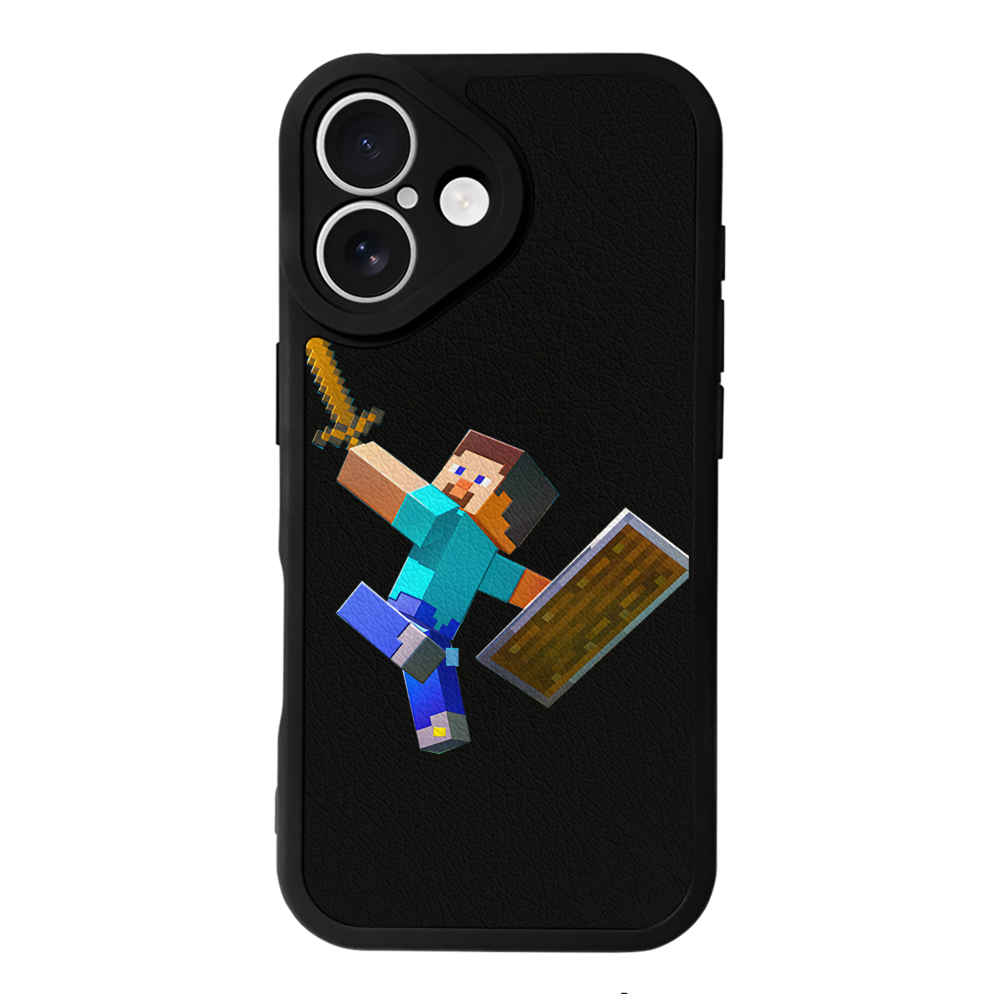 （画像用） マインクラフト ブロックの世界 Minecraft MC Block world 【iPhone 16シリーズ対応】シリコンスマホケース（レザー調） 材質：シリコン